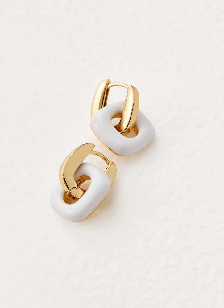 Interlinked Earrings - Gold/White - Gold/White / One Size - Earrings