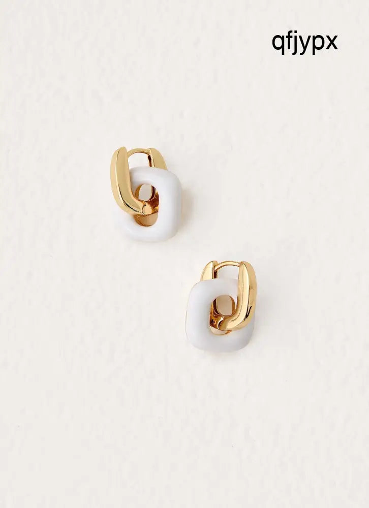 Interlinked Earrings - Gold/White - Gold/White / One Size - Earrings